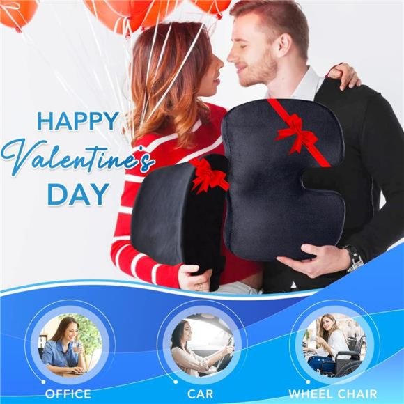 Orthopedic Seat Cushion and Lumbar Support Pillow Chair Memory Foam Car Seat - Picture 5 of 5